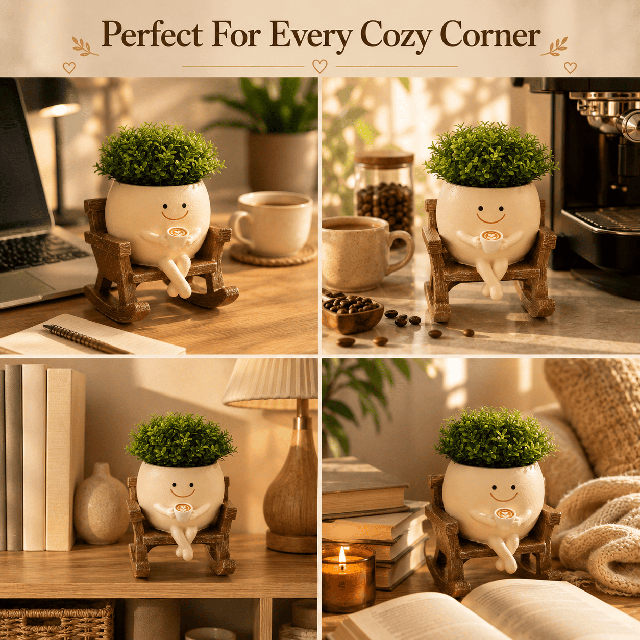 Coffee Chair Resin Planter Pot for Indoor Plants | Cute Desk Decor by PotPop