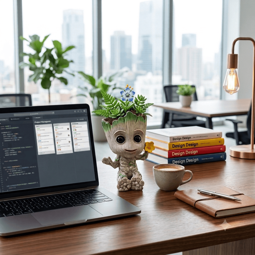 PotPop Groot Planter Pot for Indoor Plants | Cute Tree Character Resin Plant Pot| Desk Decor for Home & Office