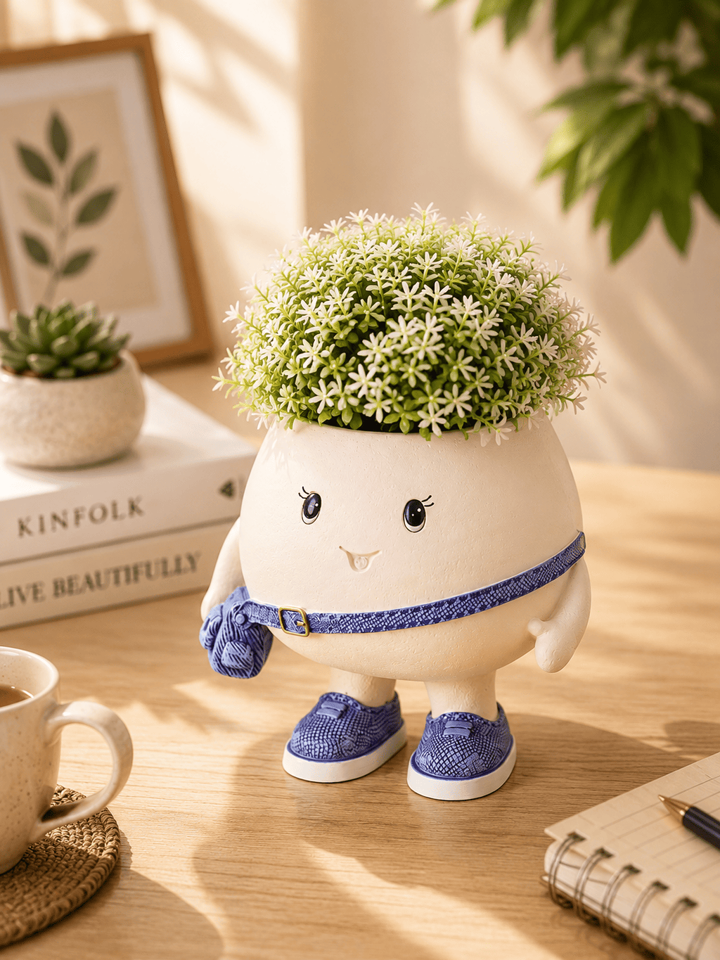 PotPop Kawaii Character Planter – Cute Small Sneaker Buddy Plant Pot for Succulents, Cactus & Indoor Plants