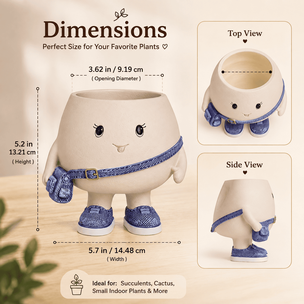 PotPop Kawaii Character Planter – Cute Small Sneaker Buddy Plant Pot for Succulents, Cactus & Indoor Plants