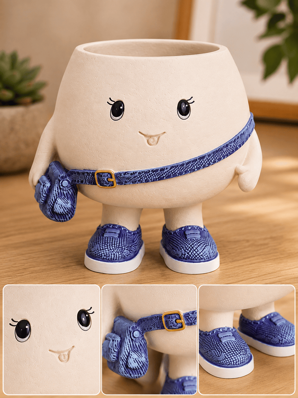 PotPop Kawaii Character Planter – Cute Small Sneaker Buddy Plant Pot for Succulents, Cactus & Indoor Plants