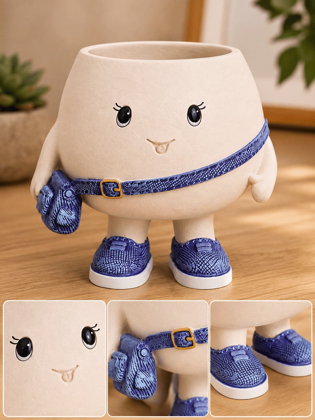 PotPop Kawaii Character Planter – Cute Small Sneaker Buddy Plant Pot for Succulents, Cactus & Indoor Plants