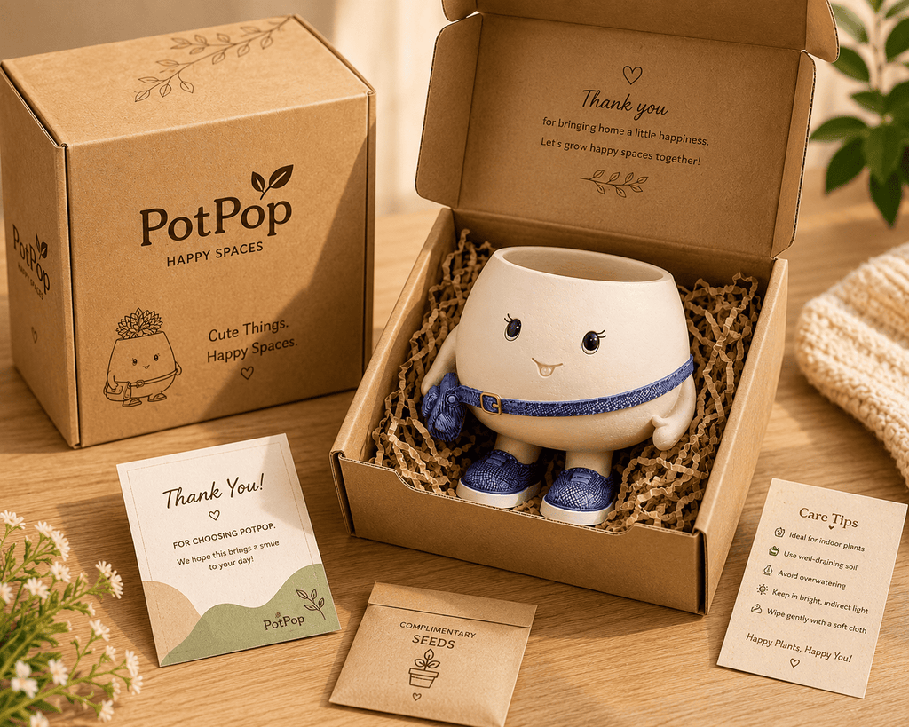 PotPop Kawaii Character Planter – Cute Small Sneaker Buddy Plant Pot for Succulents, Cactus & Indoor Plants