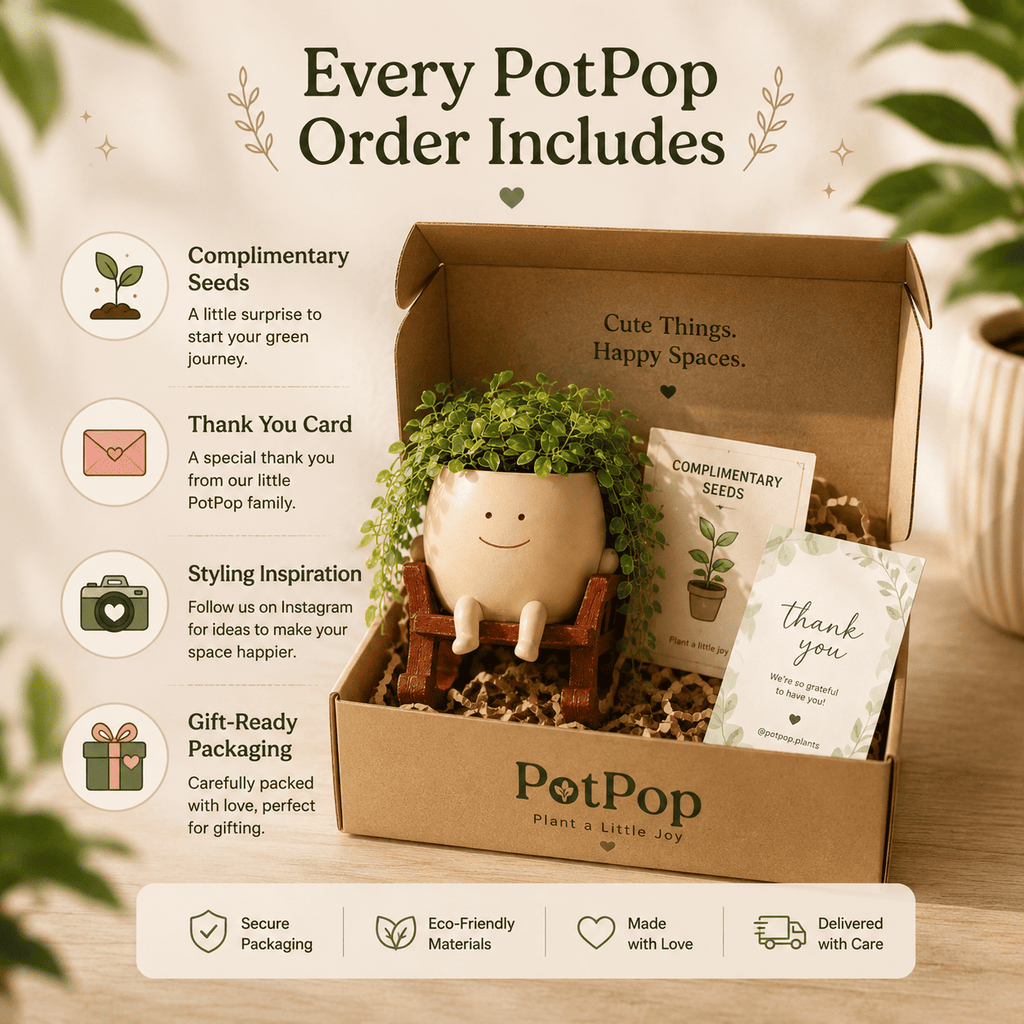Cute Face Sitting Smile Resin Planter Pot on Chair for Indoor/Outdoor Plants | PotPop Decorative Pot