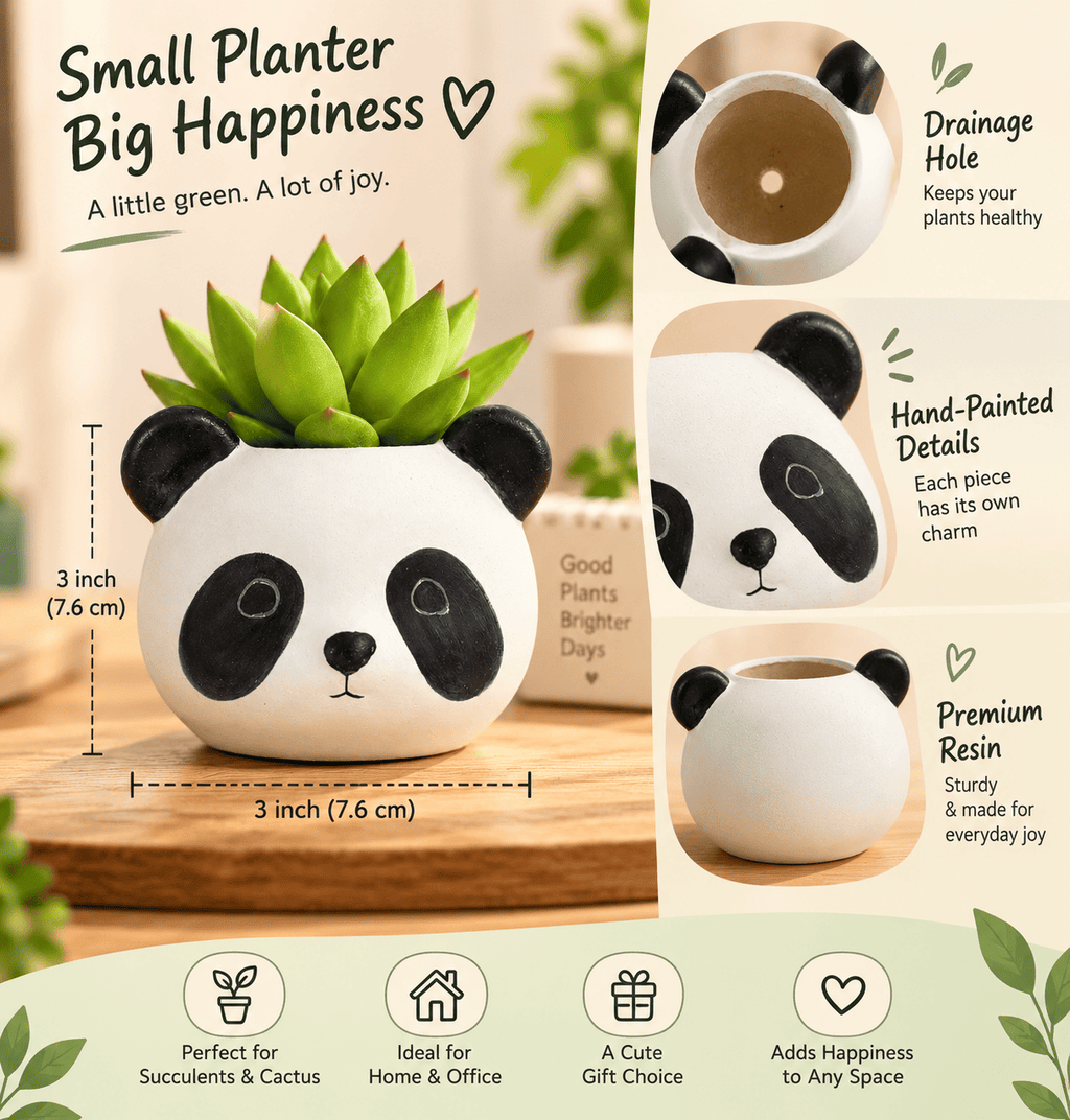 PotPop Panda Planter – Cute Panda Pot for Succulents & Cactus | Indoor Desk Decor