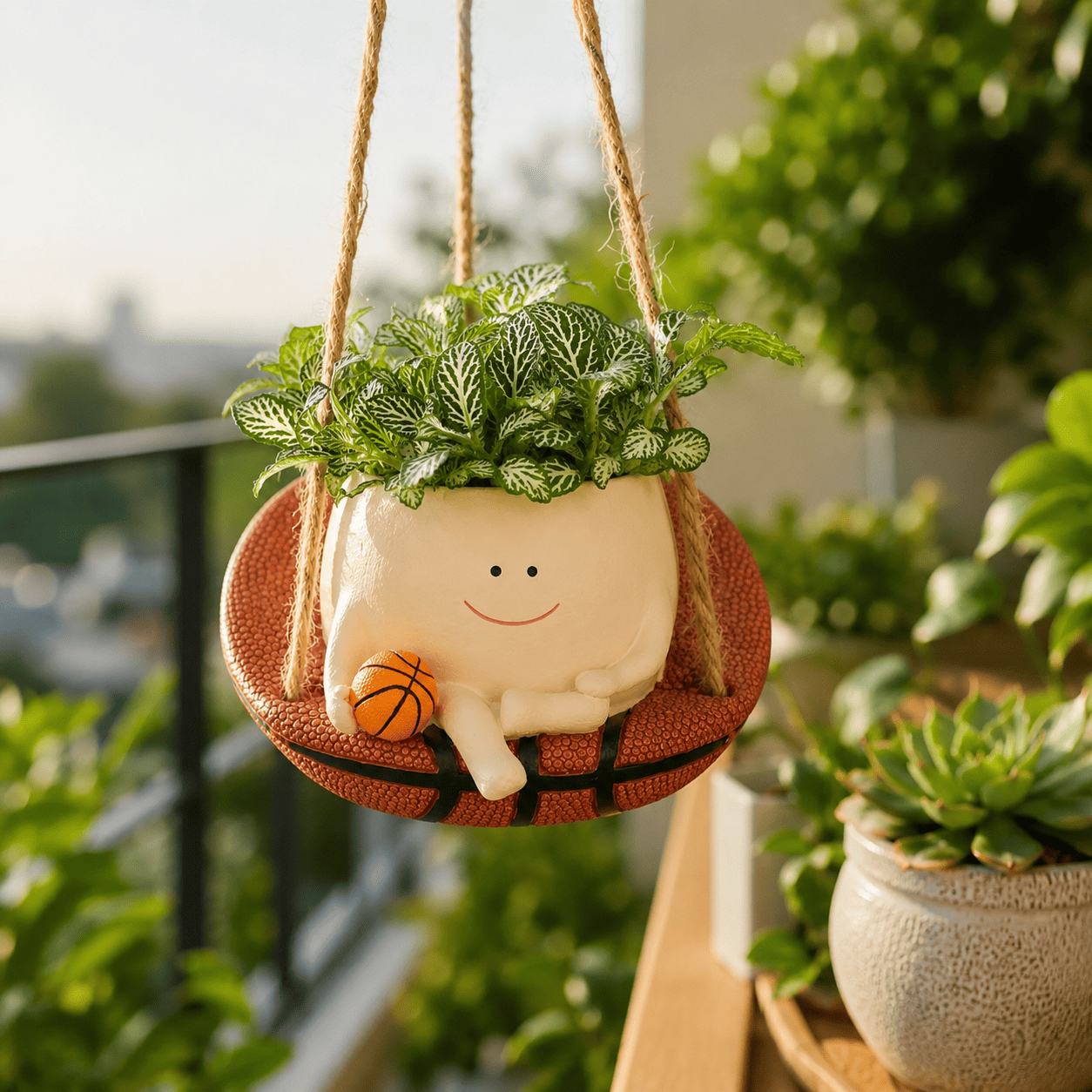 Cute Swing Resin Planter Pot for Indoor/Outdoor Plants | Swing Joy Planter by PotPop
