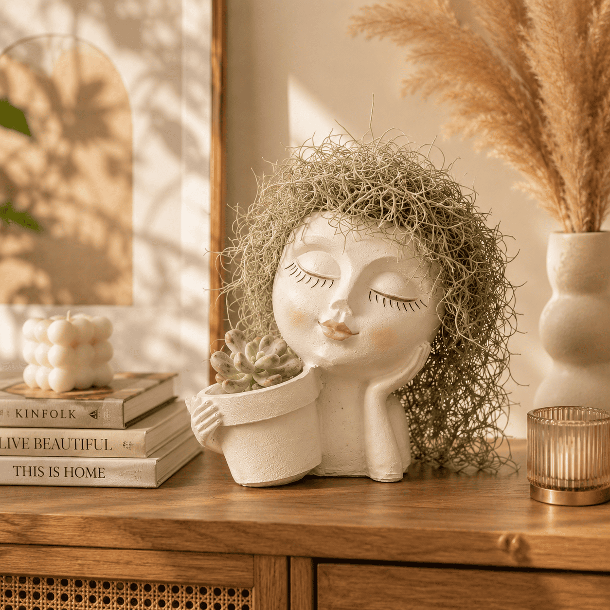 Dream Muse Face Resin Planter Pot for Indoor Plants | Artistic Home Decor by PotPop