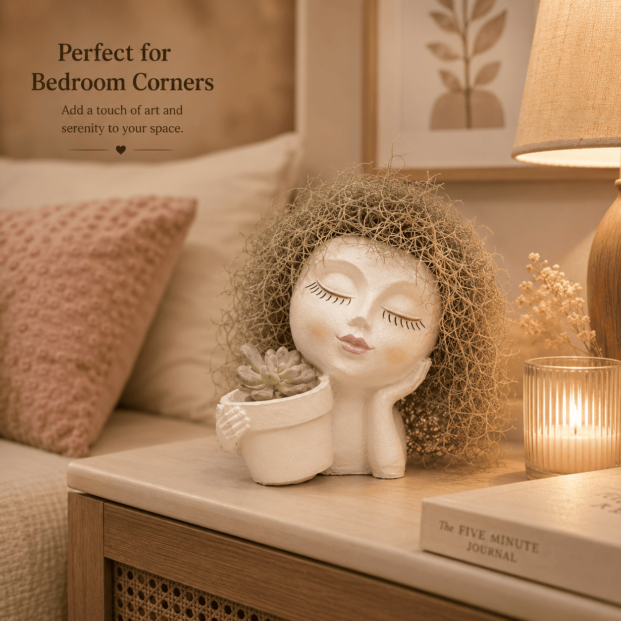 Dream Muse Face Resin Planter Pot for Indoor Plants | Artistic Home Decor by PotPop