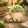 Cute Egg Garden Friends Resin Planter Pot for Indoor Plants | PotPop Decorative Planter