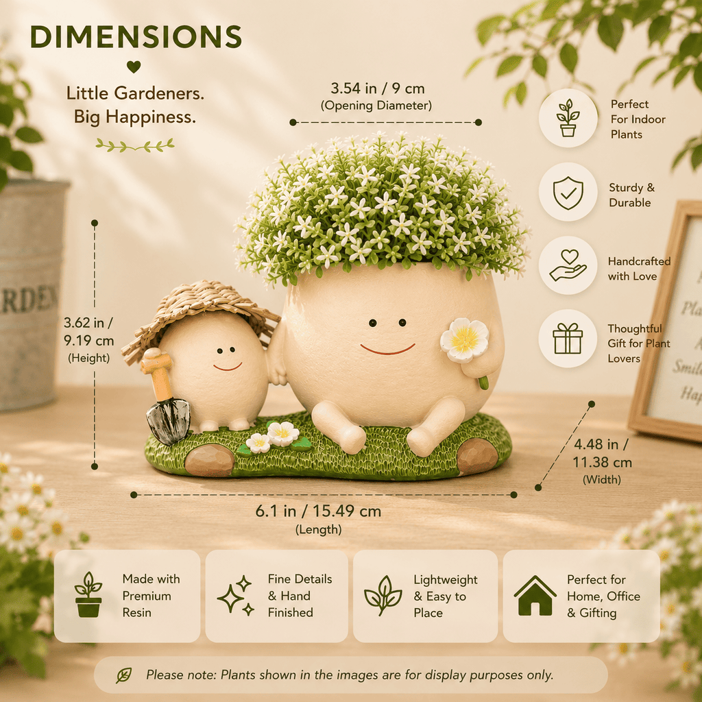 Cute Egg Garden Friends Resin Planter Pot for Indoor Plants | PotPop Decorative Planter