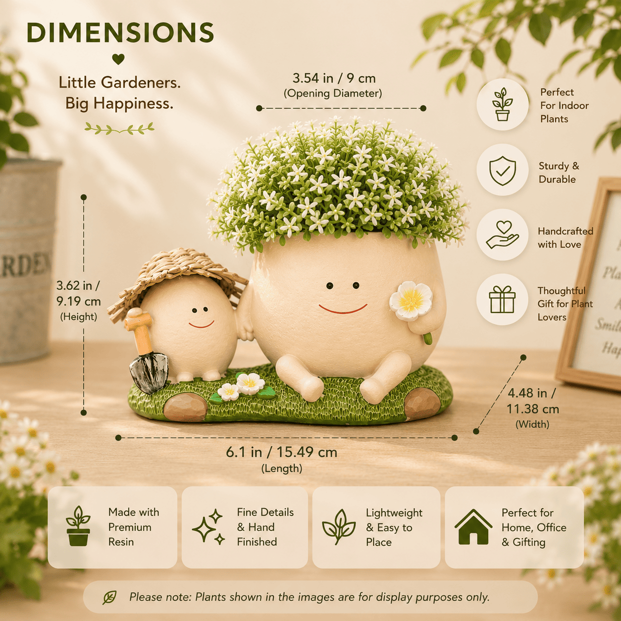 Cute Egg Garden Friends Resin Planter Pot for Indoor Plants | PotPop Decorative Planter