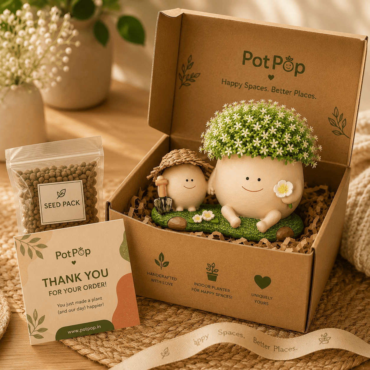 Cute Egg Garden Friends Resin Planter Pot for Indoor Plants | PotPop Decorative Planter