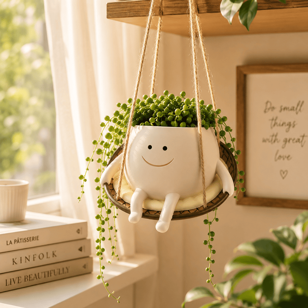 Cute Swing Resin Planter Pot for Indoor Plants | Swing Joy Planter by PotPop