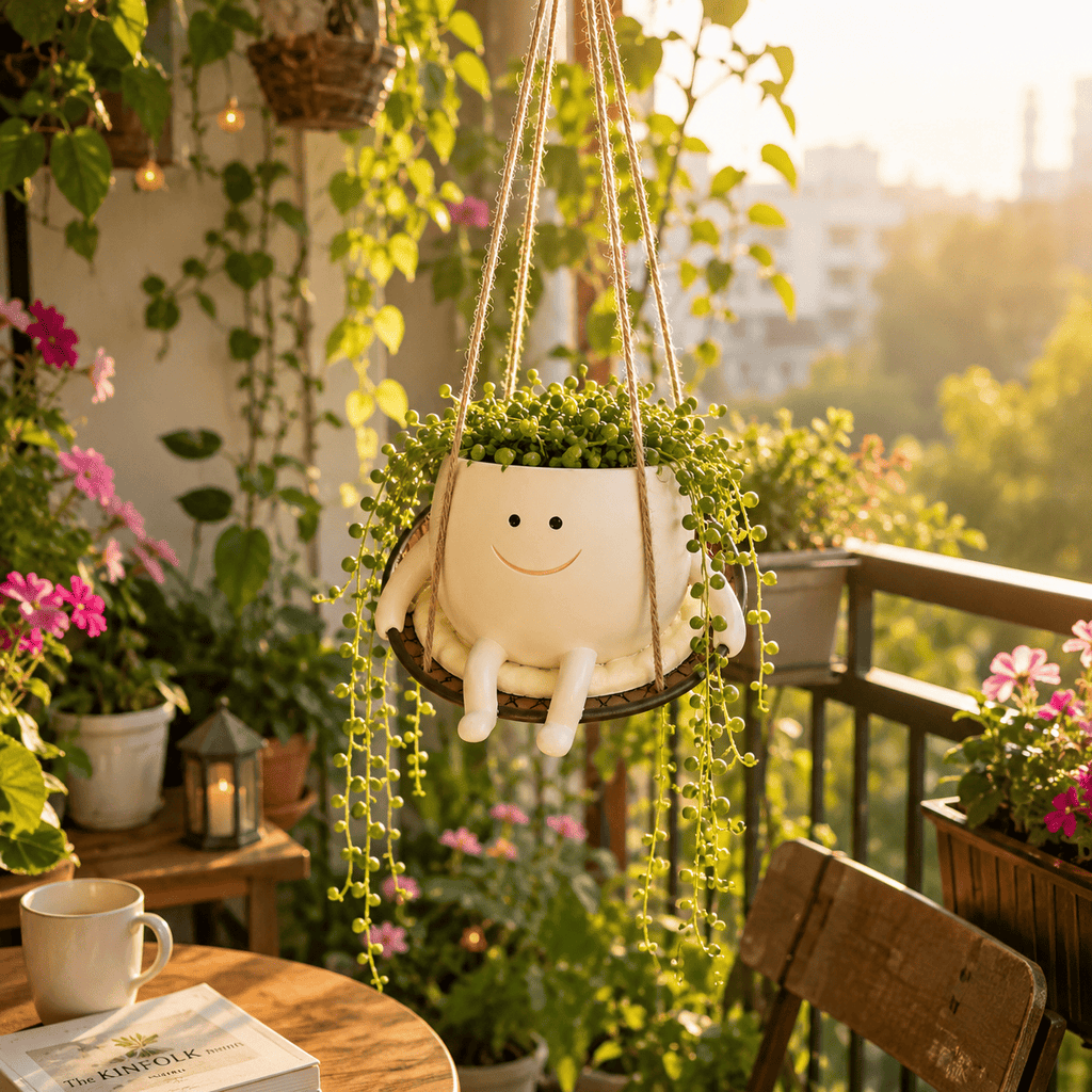 Cute Swing Resin Planter Pot for Indoor Plants | Swing Joy Planter by PotPop