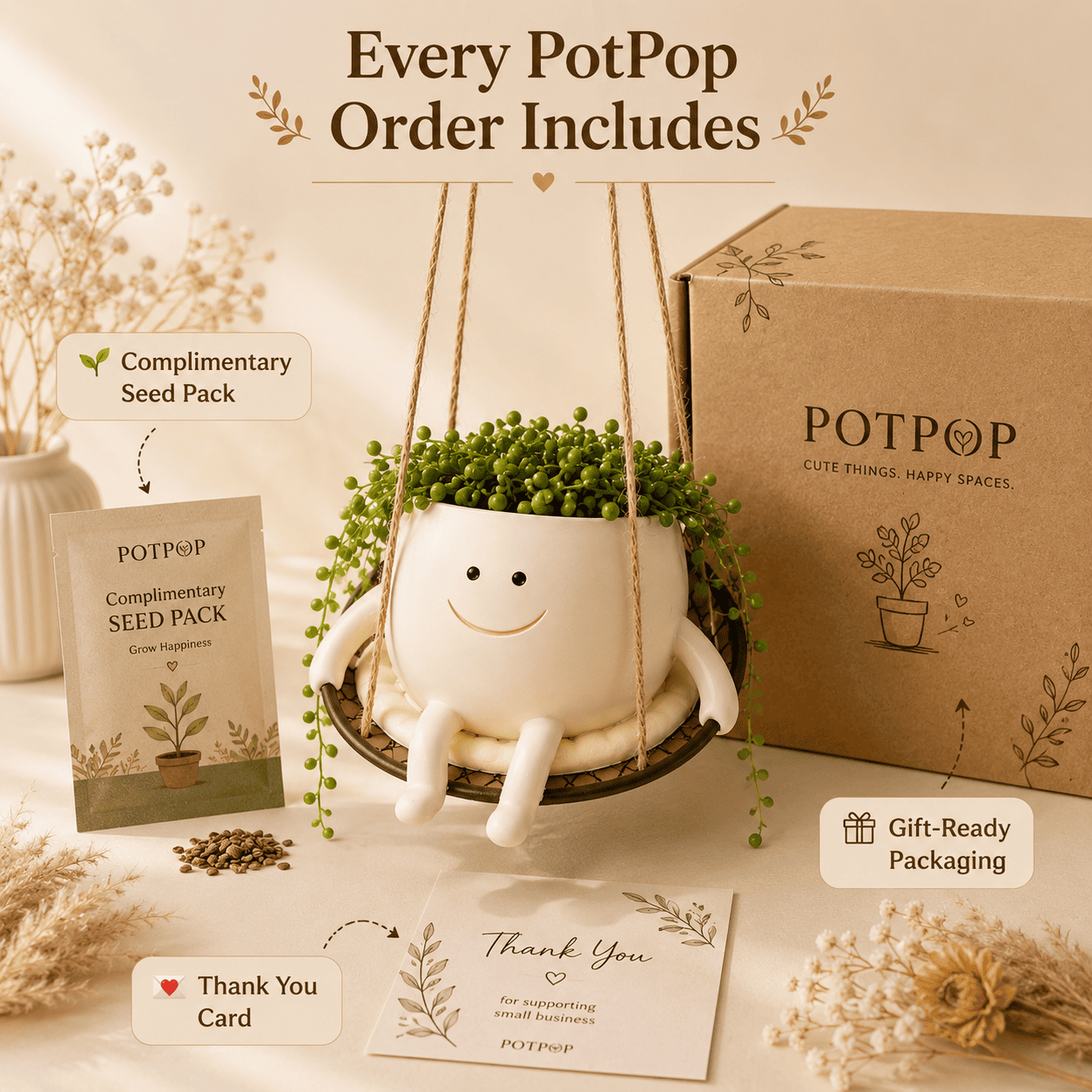 Cute Swing Resin Planter Pot for Indoor Plants | Swing Joy Planter by PotPop