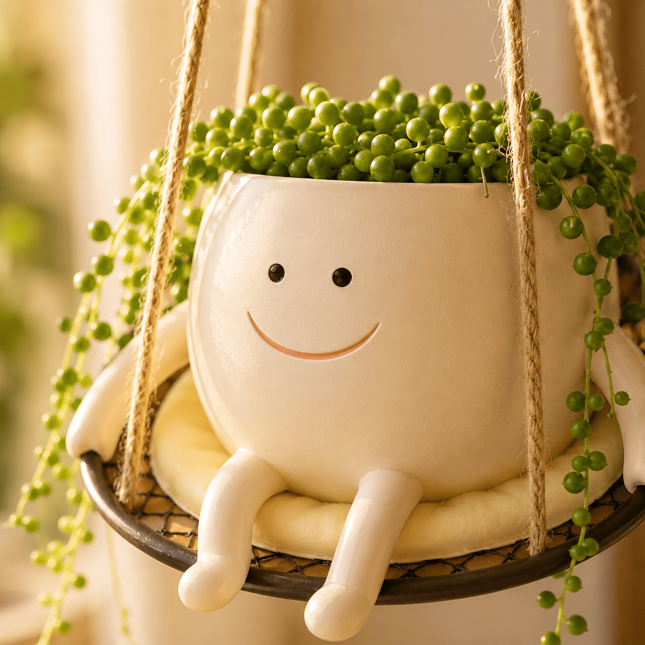 Cute Swing Resin Planter Pot for Indoor Plants | Swing Joy Planter by PotPop