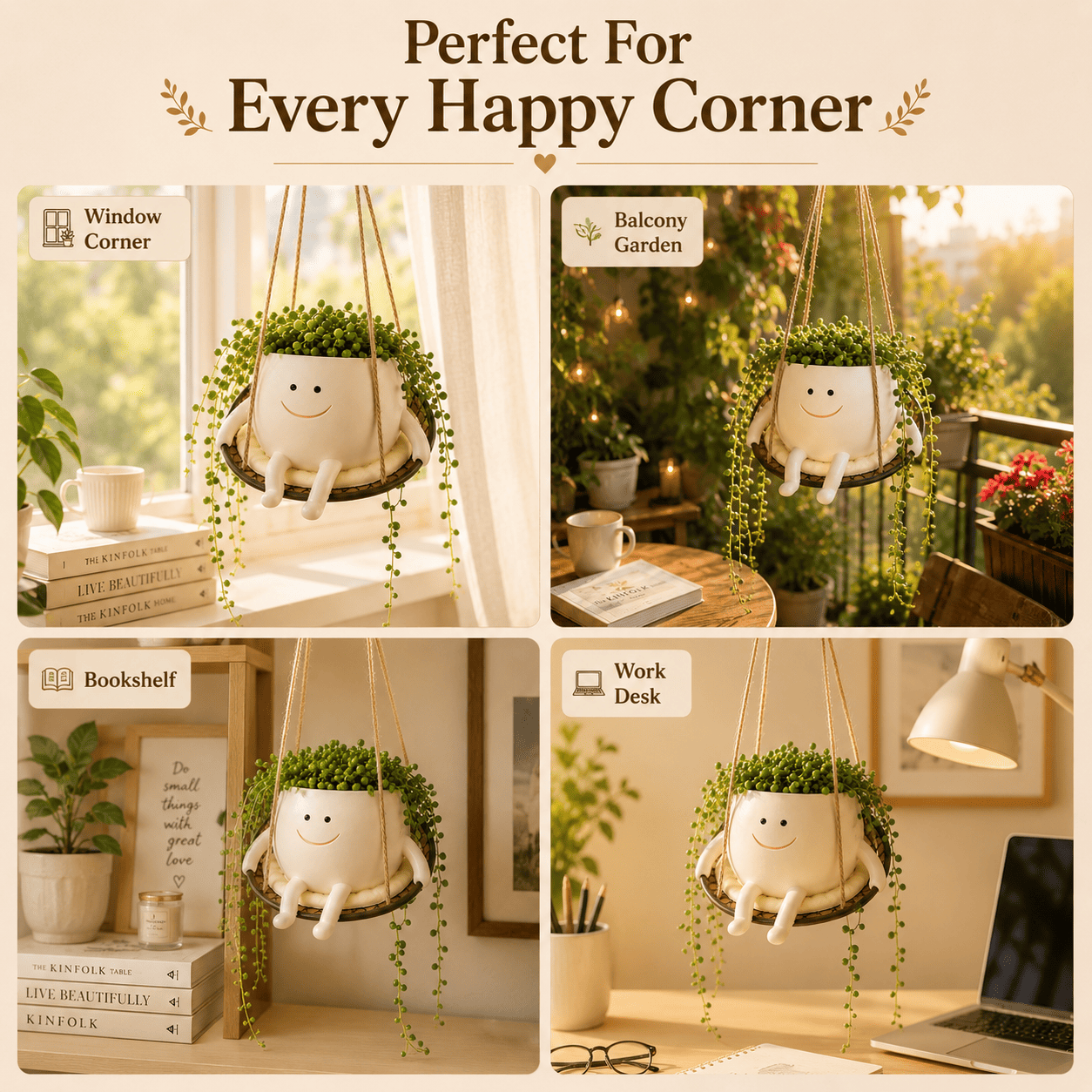 Cute Swing Resin Planter Pot for Indoor Plants | Swing Joy Planter by PotPop