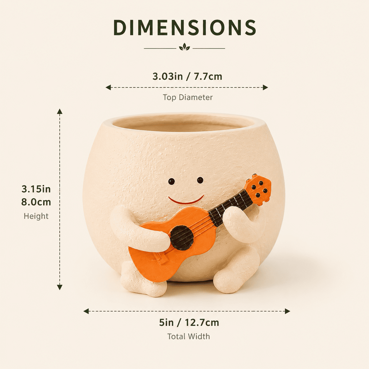 Cute Musician Planter Pot with Guitar for Indoor Plants | Melody Buddy Planter by PotPop