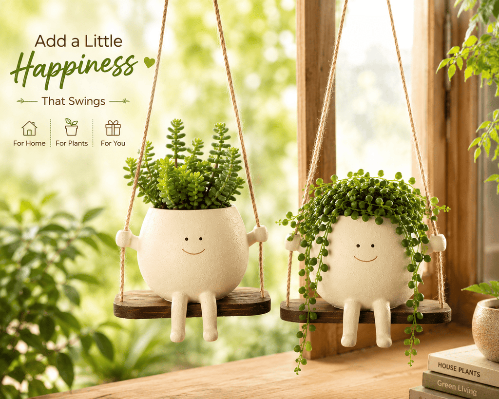 Cute Hanging Swing Planter for Indoor Plants | Resin Planter Pot for Balcony By PotPop
