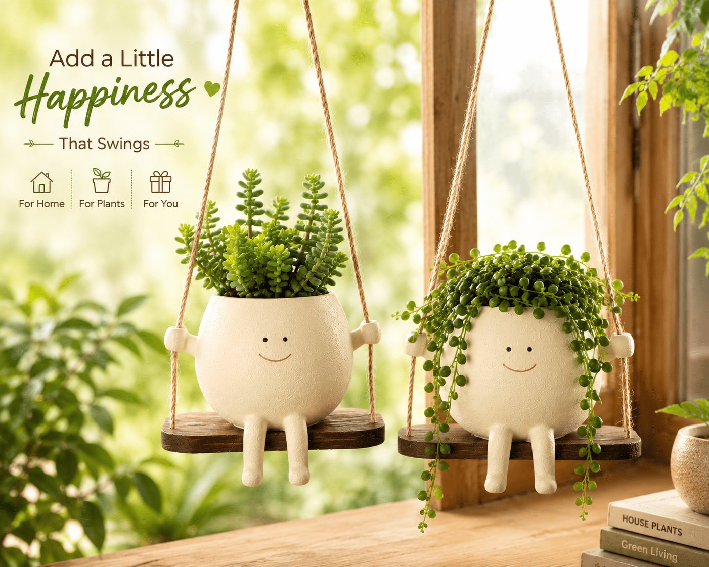 Cute Hanging Swing Planter for Indoor Plants | Resin Planter Pot for Balcony By PotPop