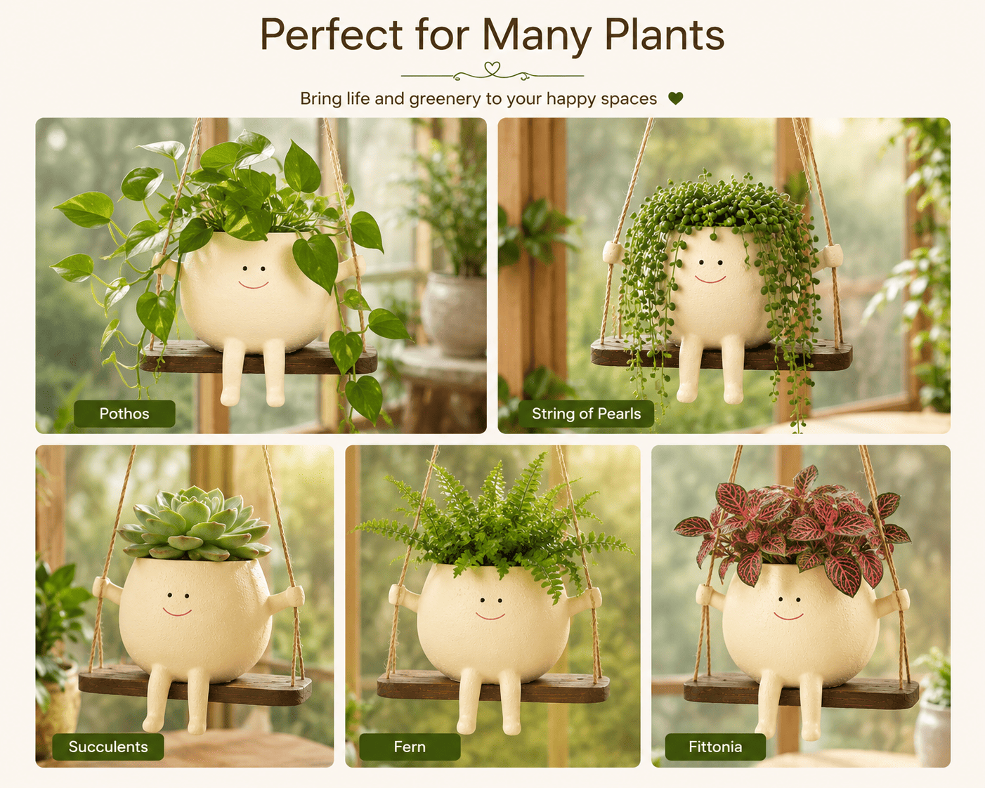 Cute Hanging Swing Planter for Indoor Plants | Resin Planter Pot for Balcony By PotPop