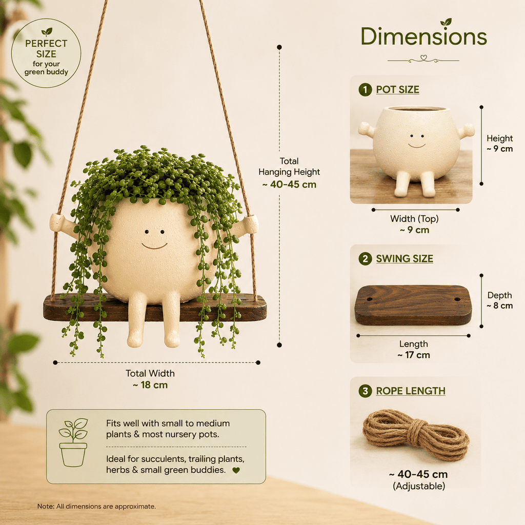 Cute Hanging Swing Planter for Indoor Plants | Resin Planter Pot for Balcony By PotPop