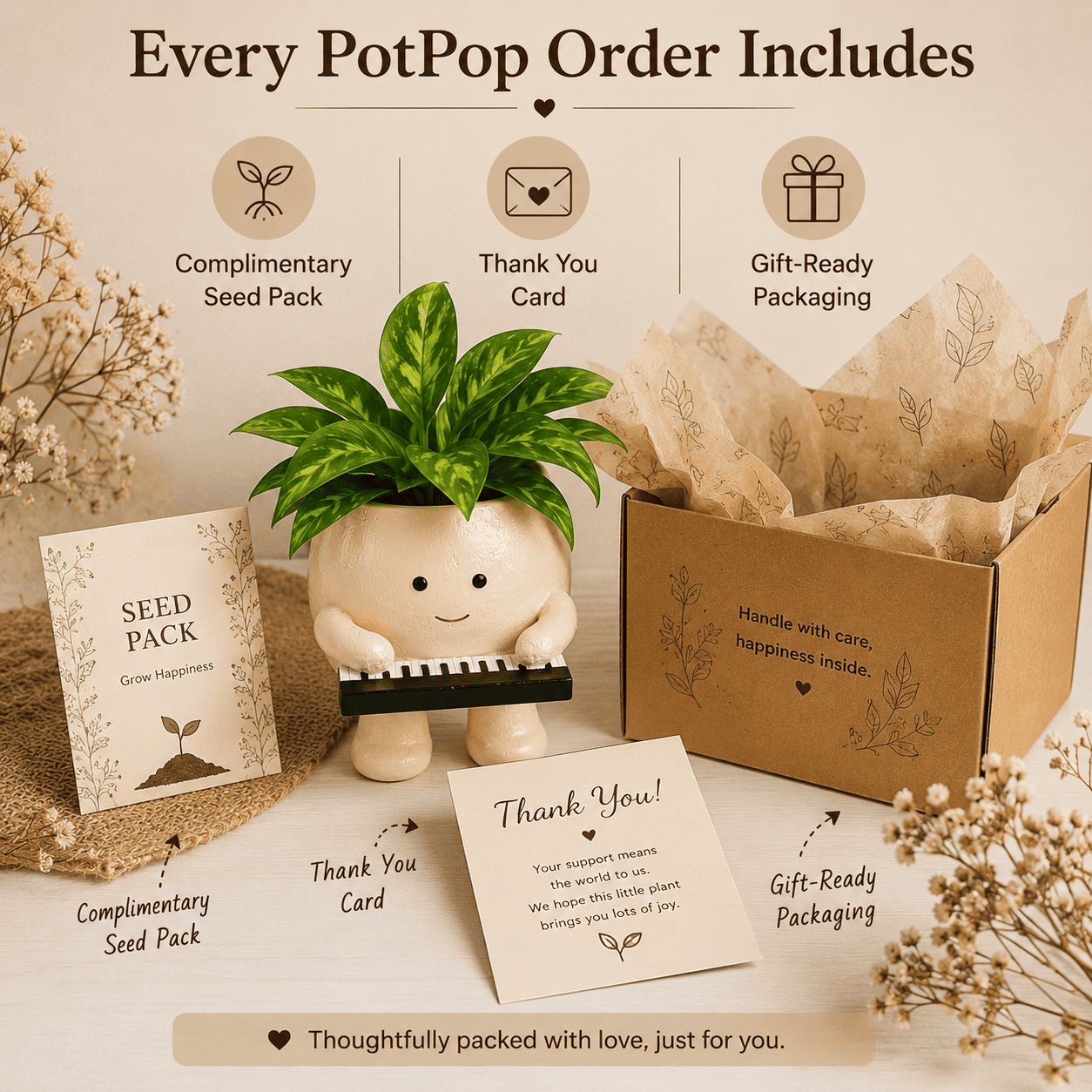 Cute Piano Resin Planter Pot for Indoor Plants | Melody Buddy Planter by PotPop