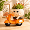 Cute Scooter Resin Planter Pot for Indoor/Desk Plants | Cool Rider Planter by PotPop