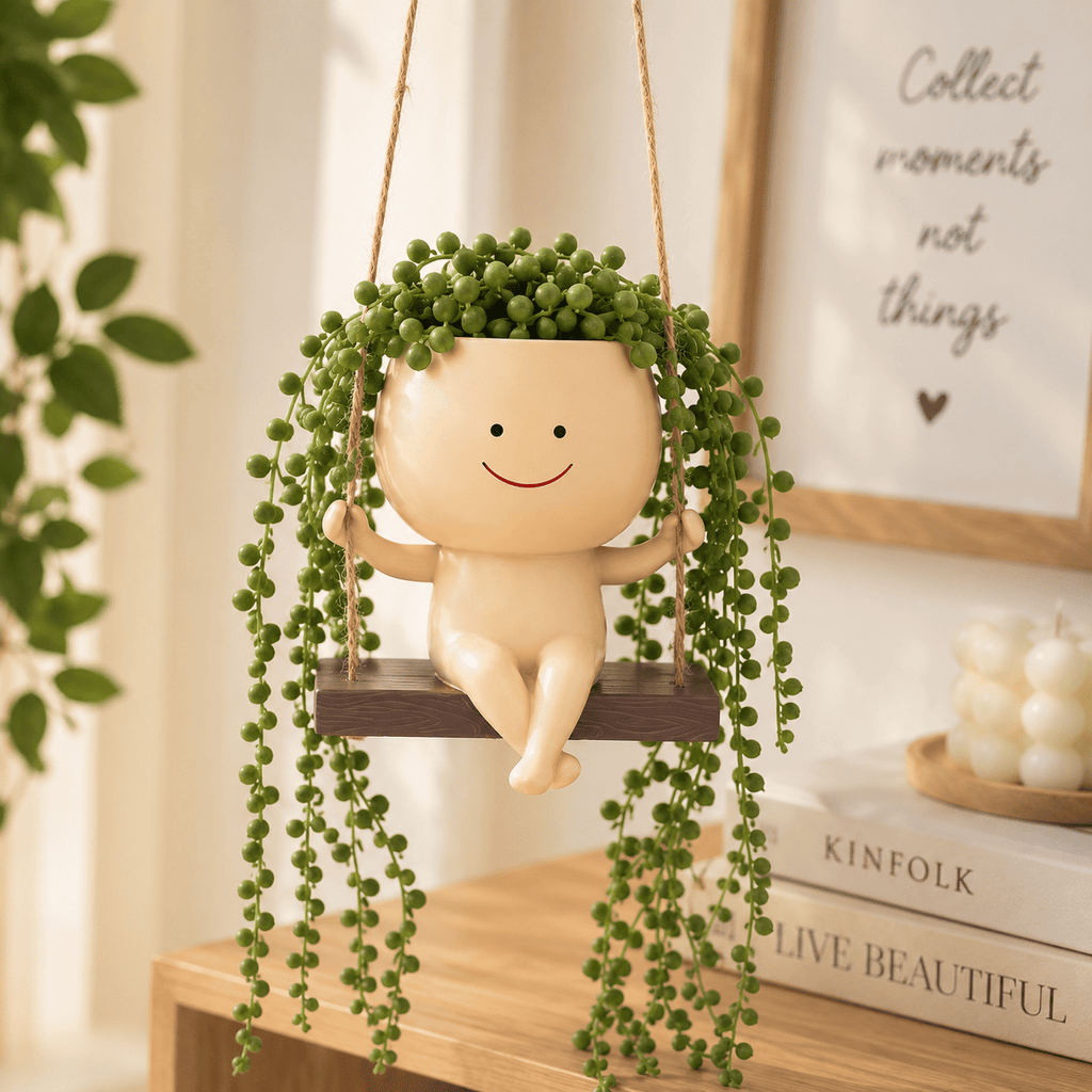 Cute Swing Resin Planter Pot for Indoor/Balcony Plants | Swing Buddy Planter by PotPop