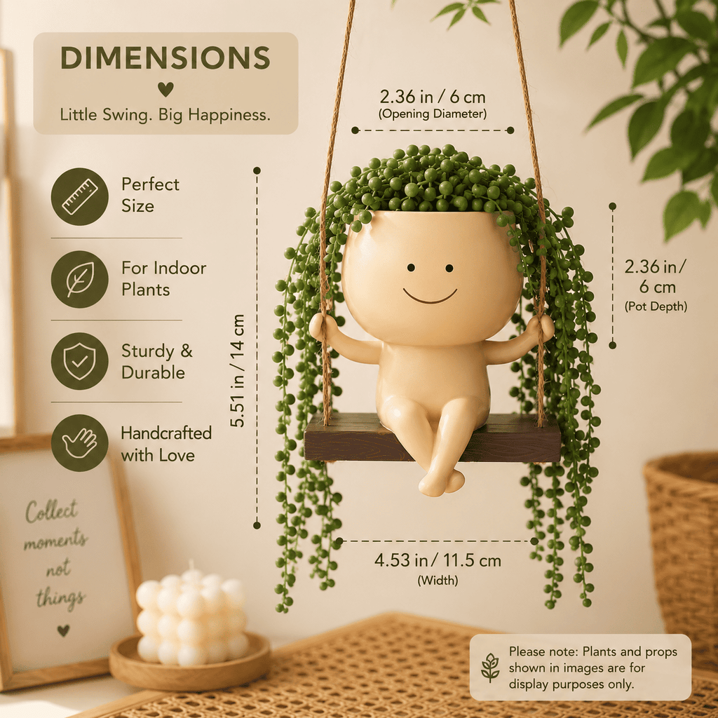 Cute Swing Resin Planter Pot for Indoor/Balcony Plants | Swing Buddy Planter by PotPop