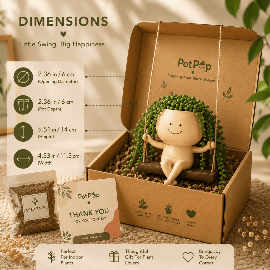Cute Swing Resin Planter Pot for Indoor/Balcony Plants | Swing Buddy Planter by PotPop