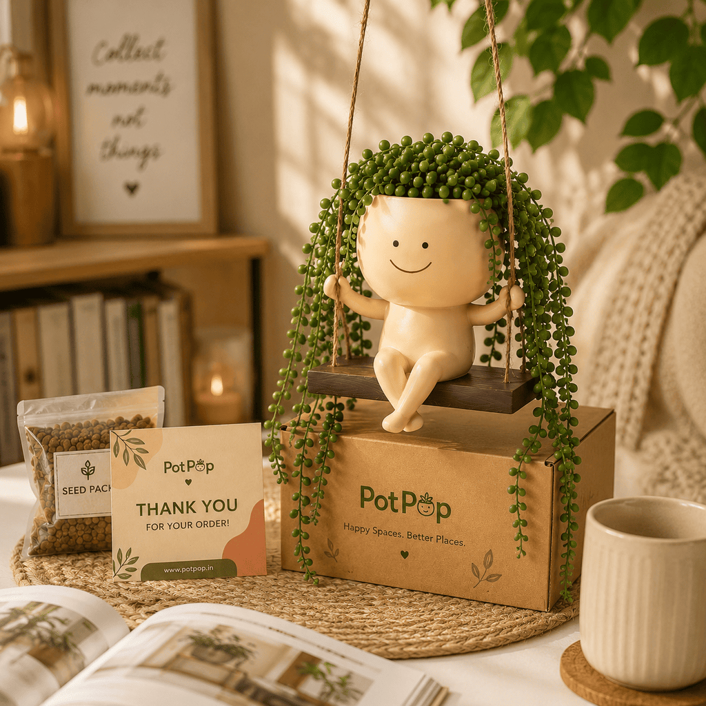 Cute Swing Resin Planter Pot for Indoor/Balcony Plants | Swing Buddy Planter by PotPop